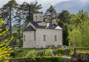 Fototapeta na wymiar Stone block church near home of King Nikola in Cetinje near Kotor