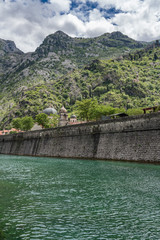 Obraz na płótnie Canvas Solid stone walls surround the old town Kotor in Montenegro