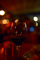 wine glass served on dining table with valentines day romantic