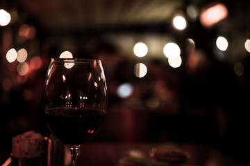 wine glass served on dining table with valentines day romantic