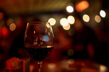 wine glass served on dining table with valentines day romantic