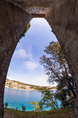 View from lost place port to Rabac in Istria, Croatia