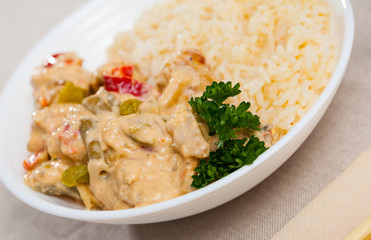 Plate of tasty Thai Red Curry