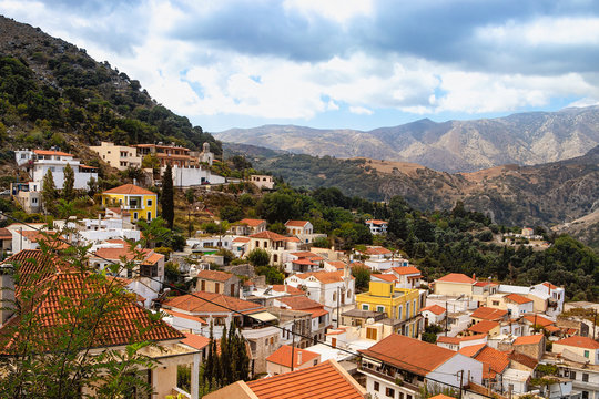 Small cretan village in Crete island, Greece. Aryiroupolis.
