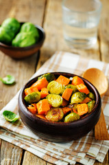 Roasted Sweet potato and Brussels Sprouts
