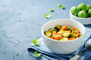 Roasted Sweet potato and Brussels Sprouts