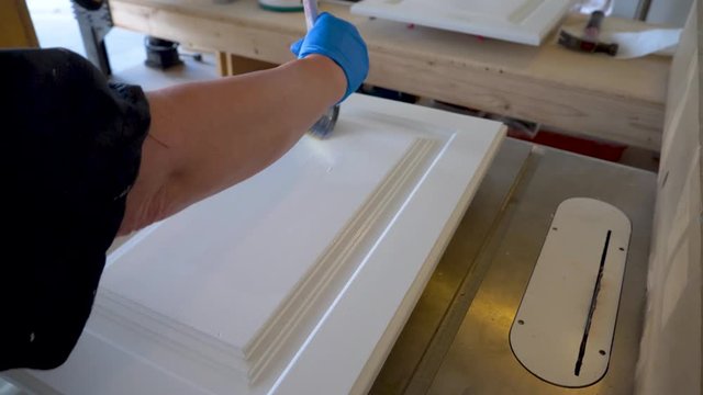 Hand painting kitchen or bathroom cabinet doors with white paint