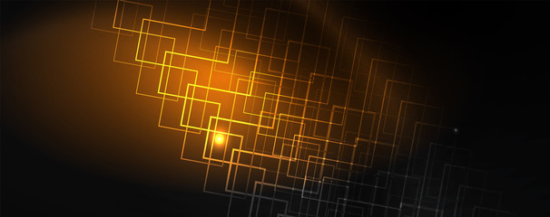 Shiny neon techno template. Neon lines background, 80s style laser rays