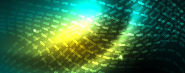 Fototapeta premium Shiny neon vector wave line abstract background, motion concept