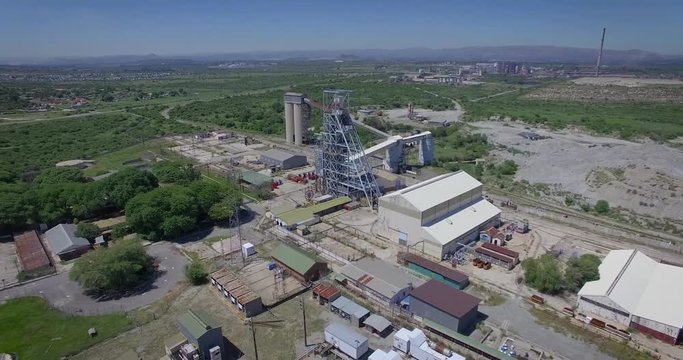 An aerial drone view of a closed, abandoned mine