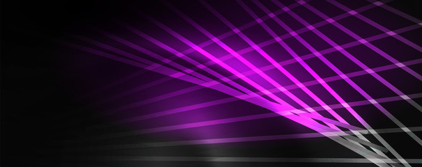 Shiny color neon light with lines, abstract wallpaper, shiny motion, magic space light. Techno abstract background