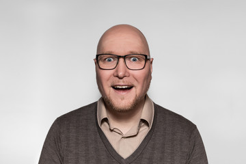 Emotional male face - delight man