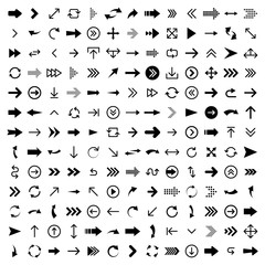 Arrows set of 170 black icons. Arrow icon. Arrow vector collection. Arrow. Cursor. Modern simple arrows. Vector illustration.