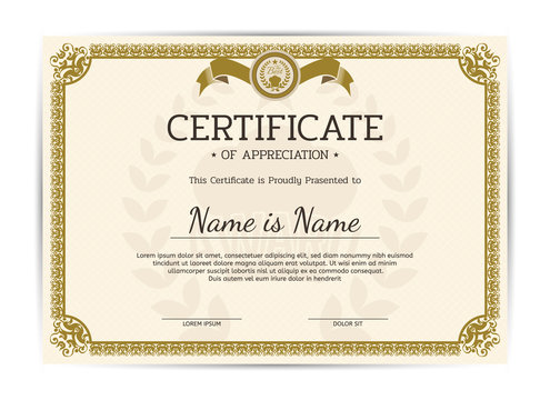 Vintage certificate of appreciation award template. Template diploma border for use in design. Eps10 - vector.