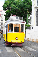 Naklejka premium old tram in lisbon portugal