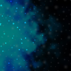 Dark BLUE vector template with neon stars.