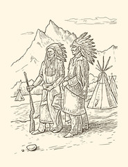 Fototapeta na wymiar native American Indian people person portrait retro avatar icon