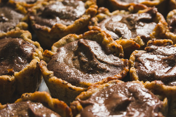 Tasty chocolate and fruit tart
