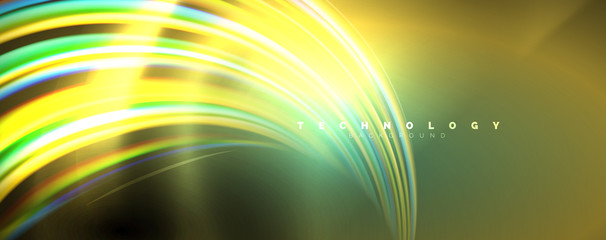 Fluid color swirls on black. Modern background with trendy design