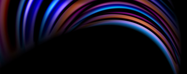 Fluid color waves with light effects, vector abstract background