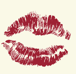 Lipstick kiss red trace vector tatoo
