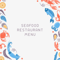 Fototapeta na wymiar Decor concept with seafood elements and space for your text