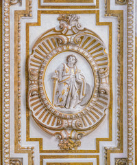Bas relief in the ceiling of the Cordoba Mosque Cathedral. Andalusia, Spain. 