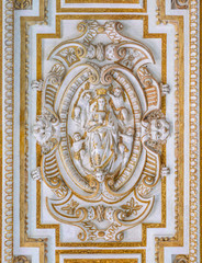 Bas relief in the ceiling of the Cordoba Mosque Cathedral. Andalusia, Spain. 