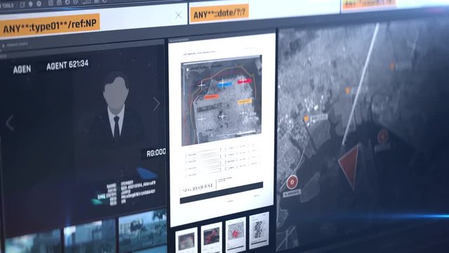 Top secret documents on screen, data leak, someone stealing information, hacking. Important data breach in progress, secrets exposure