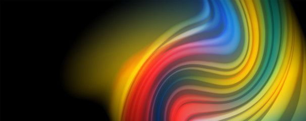 Flowing liquid colors - modern colorful flow poster. Wave liquid shapes. Art design for your design project