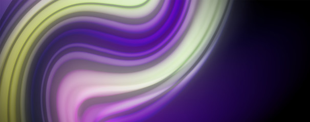 Fluid liquid color wave lines, glowing colorful light effect, abstract composition template. Geometric technology abstract pattern. Movement concept