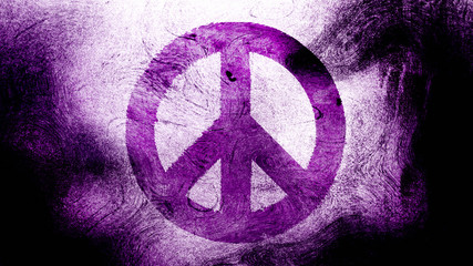 Grunge peace symbol on a high contrasted grungy and dirty, distressed and smudged 4k image background with swirls, street style for the concepts of peace, world peace, no war, protest, and tranquility