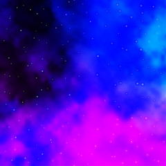Dark Pink, Blue vector background with colorful stars.