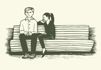 love quarrel the bench in the Park talking romance