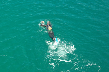 Swimmer swimming in lake Hossegor