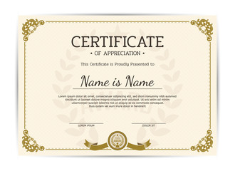 Vintage certificate of appreciation award template. Template diploma border for use in design. Eps10 - vector.