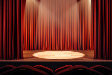 Theater curtains with spot light