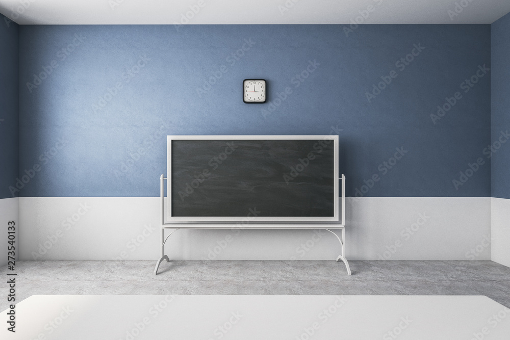Poster blue classroom with empty chalkboard