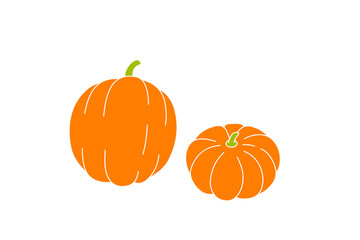 Simple drawing of two pumpkins, vector illustration