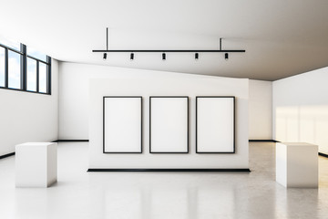 Modern white gallery with poster