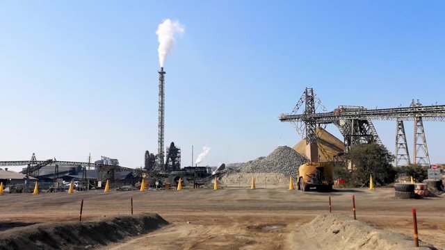 Steam out of a chimney a mine processing plant