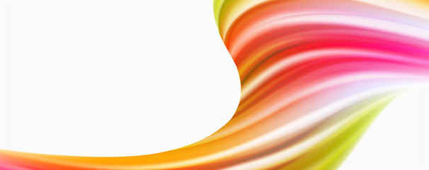 Modern Liquid color flow on white - colorful flow poster. Techno Wave Liquid shape in white color background. Design for your design project