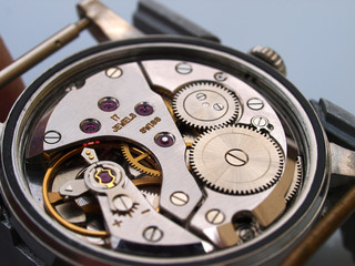 vintage mechanical watch movement macro detail