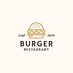 burger line art logo template illustration vector icon download