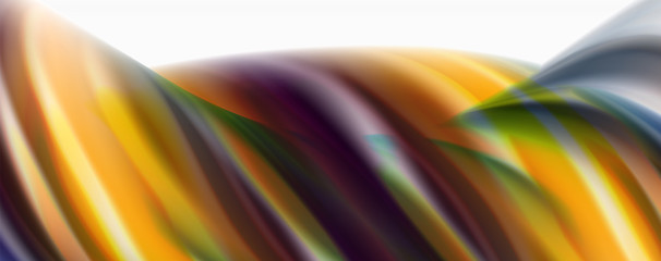 Modern Liquid color flow on white - colorful flow poster. Techno Wave Liquid shape in white color background. Design for your design project