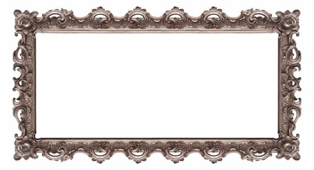Panoramic silver frame for paintings, mirrors or photo isolated on white background