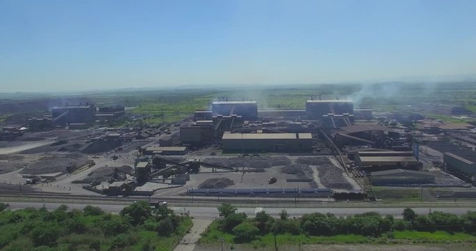 Aerial shot of ore processing plant at a mine