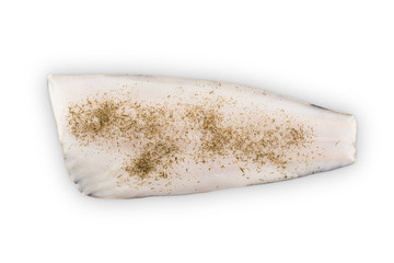 fish halibut fillet on white background