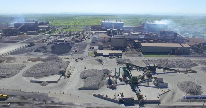 Aerial shot of ore processing plant at a mine