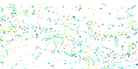 Colorful confetti on white background.